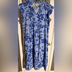 Umgee Blue Leaf Pattern Dress